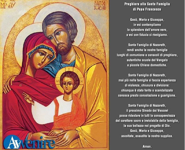 preghiera papa francesco alla famiglia
