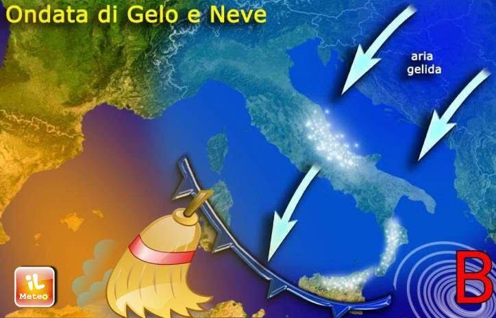 grafico ondata gelo sull'italia