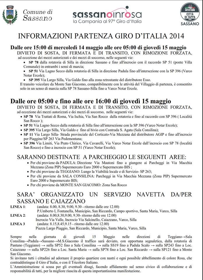 info comune sassano giro