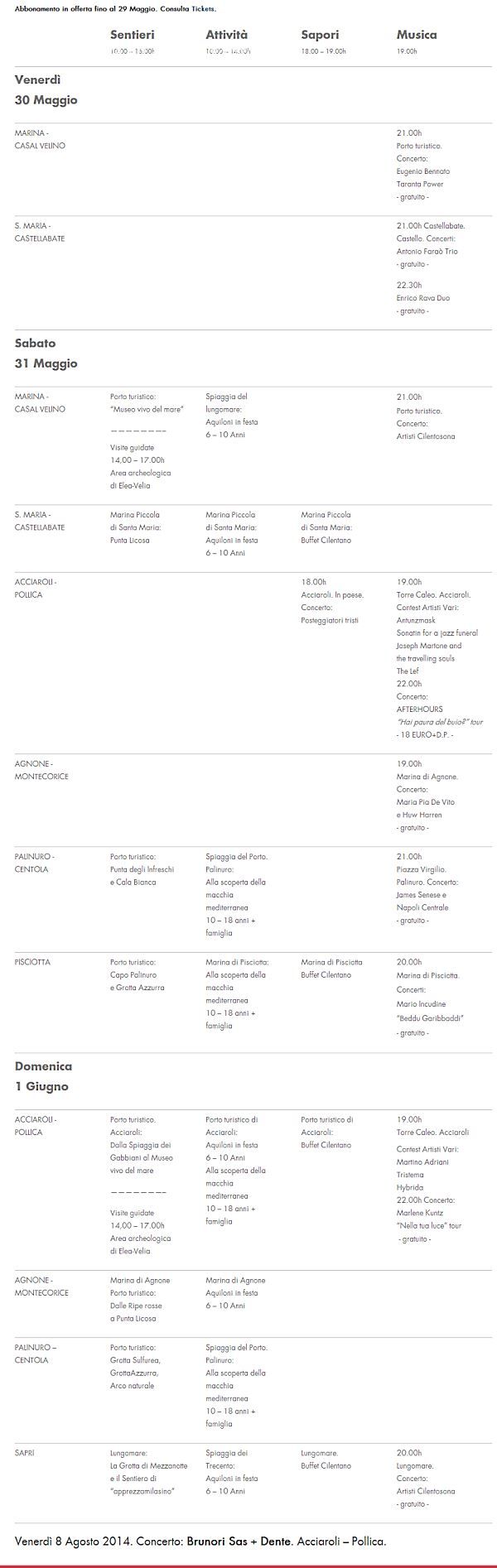 Programma ViviamoCilento 2014