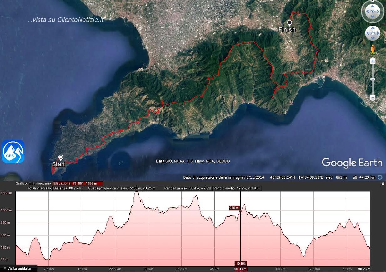 mappa sentiero monti lattari