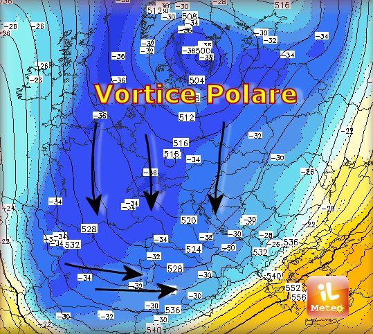 Vortice polare sull'italia