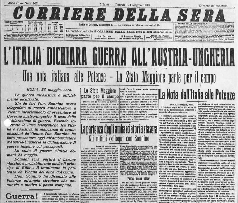 foto storica corriere della sera prima guerra mondiale