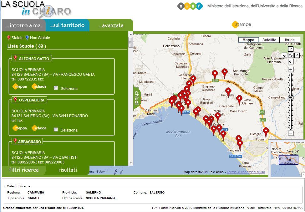 esempio ricerca scuola in chiaro istruzione