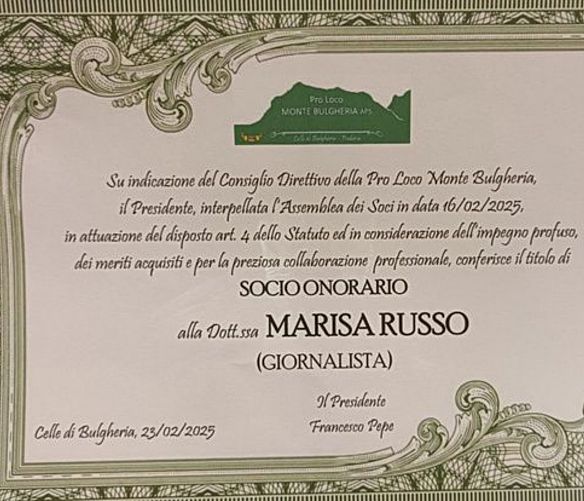 Marisa-Russo foto - 01032025 attestato marisa russo