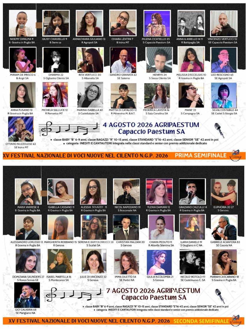 tabellone partecipanti al festival del cilento