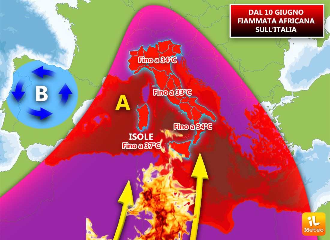 clima rovente caldo africano
