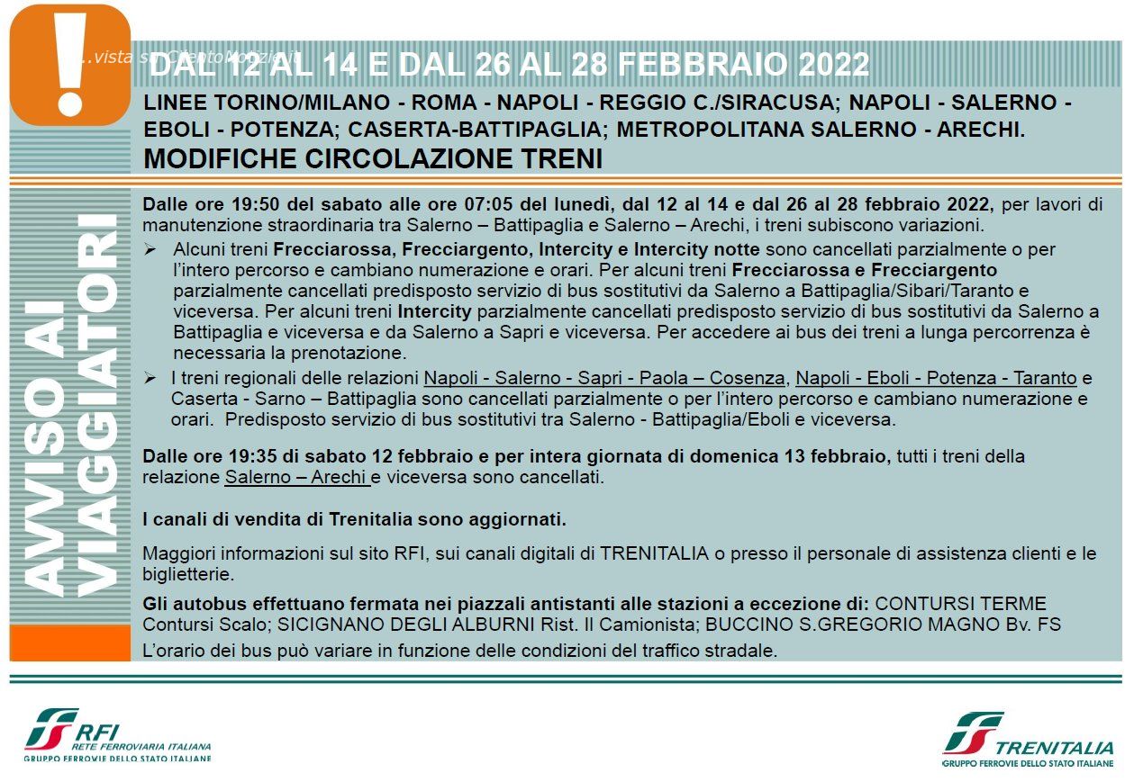 locandina modifica orari treni