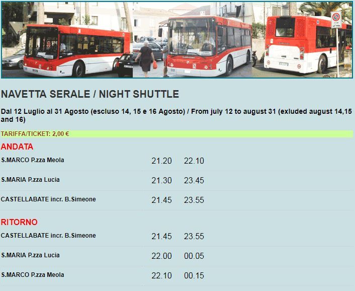 orari navette serale castellabate