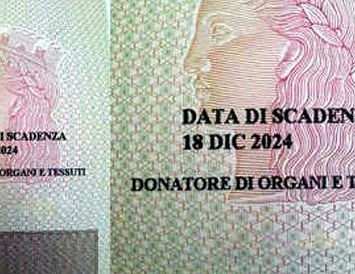 13012016 carta identita con donazione organi