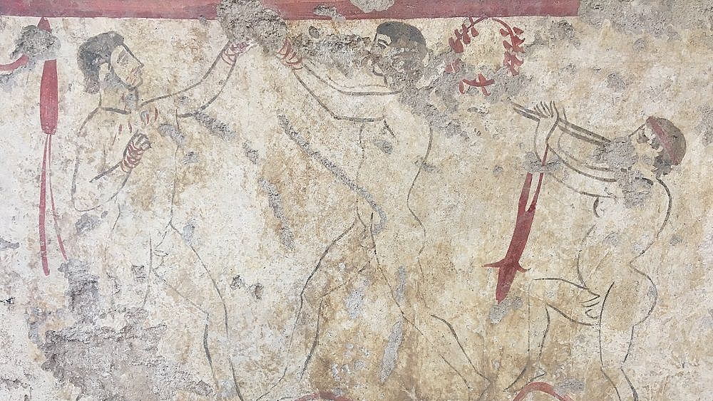 16102018 tomba di Paestum con pugilato e flautista 