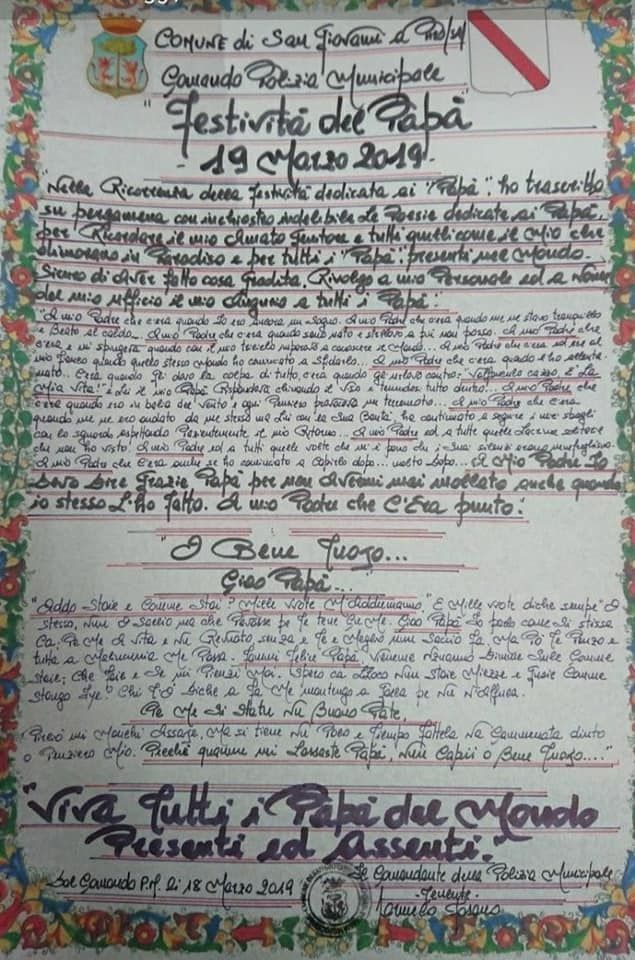 pergamena per la festa dei papà