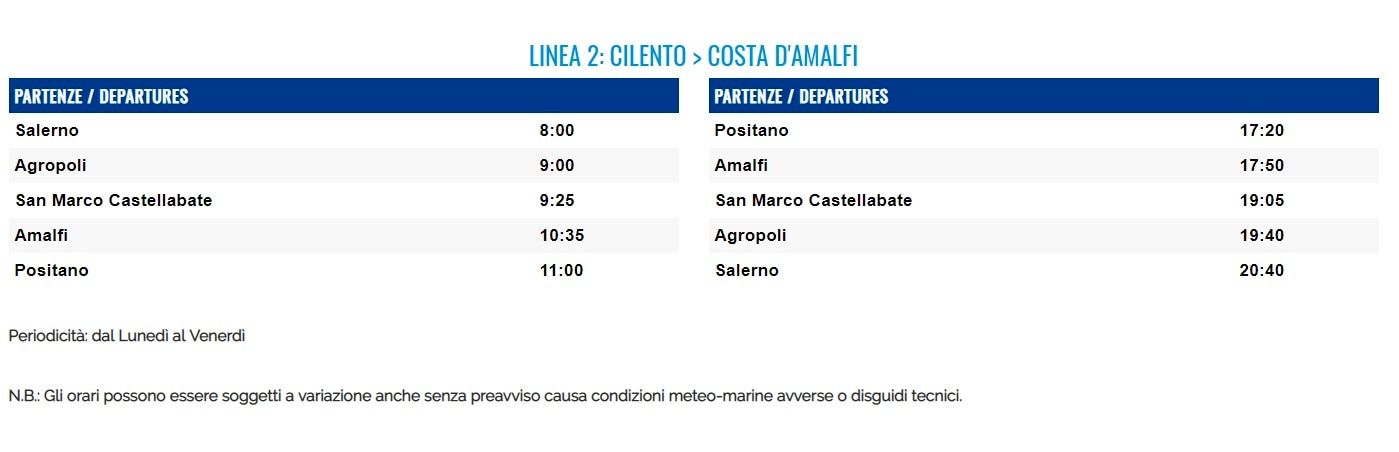 orari alicost linea 2 cilento costa d'amalfi