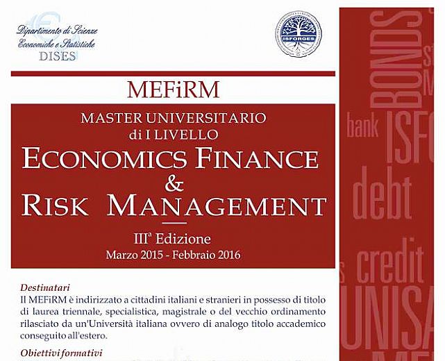 20012015 Master in Economics Finance unisa