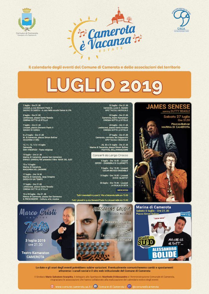 calendario luglio eventi camerota