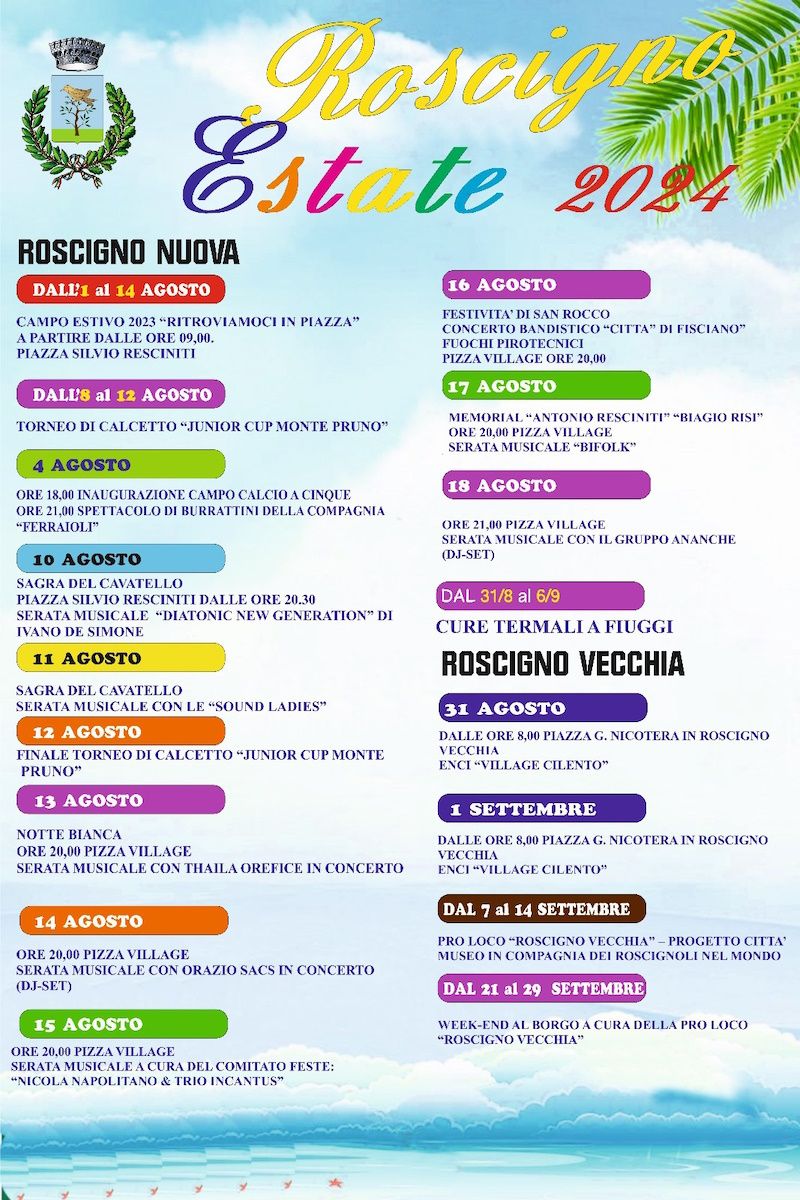 locandina eventi estate 2024 Roscigno