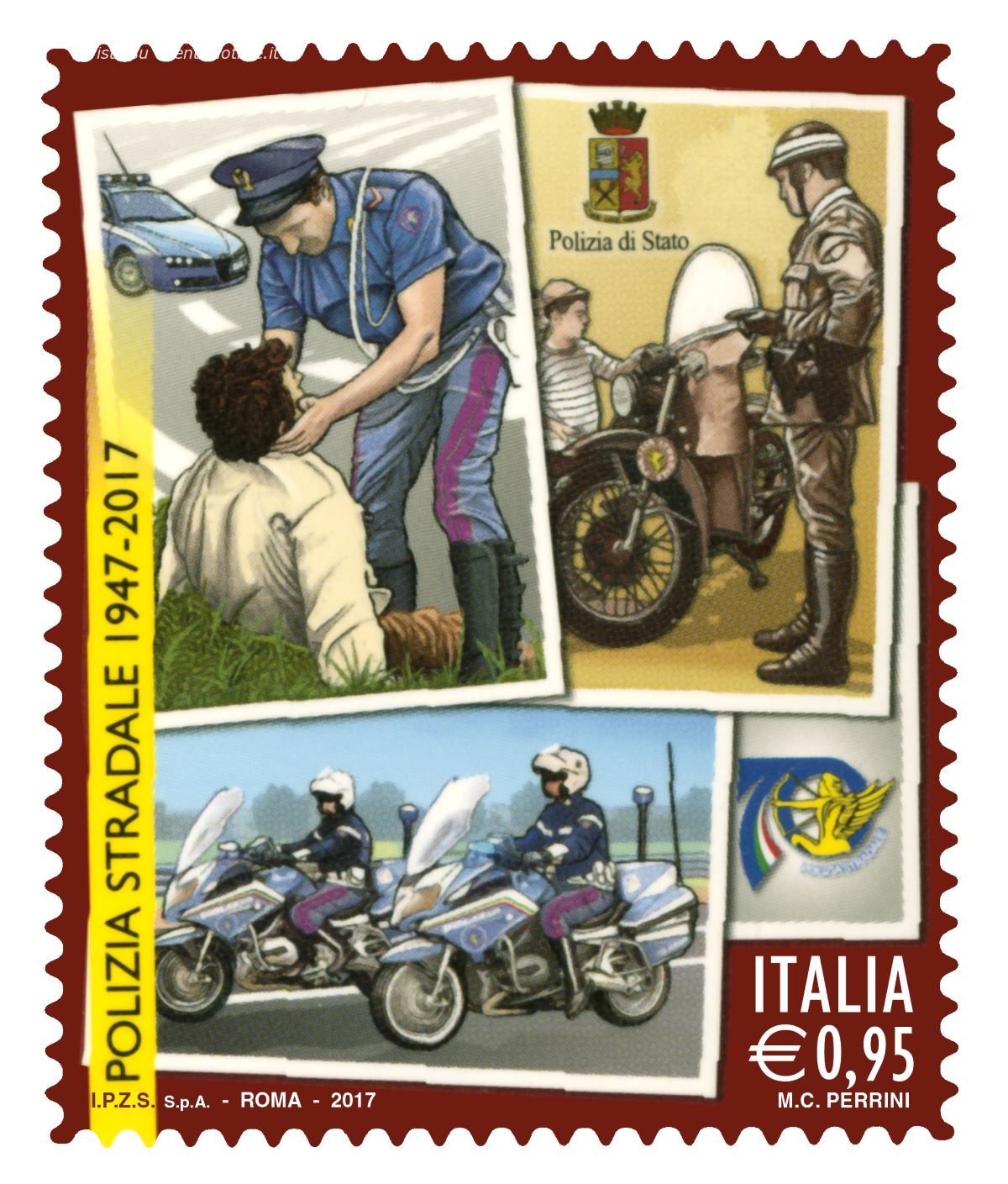 large francobollo polizia stradale