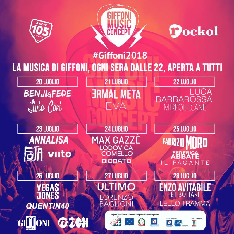 cartellino giffoni 2018 eventi artisti cantanti